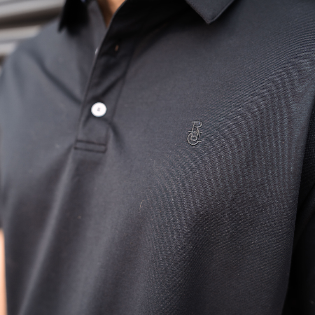 Black Cotton Blend Polo