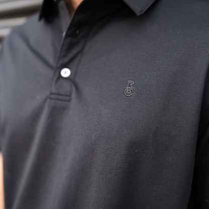 Black Cotton Blend Polo