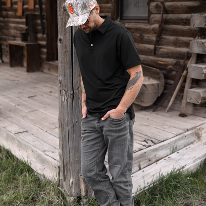 Black Cotton Blend Polo