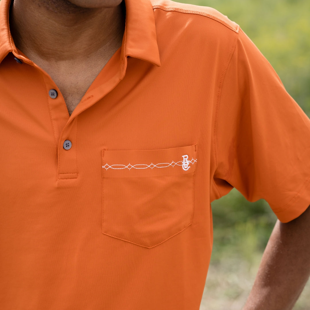 Texas Orange Bootstitch Pocket Polo