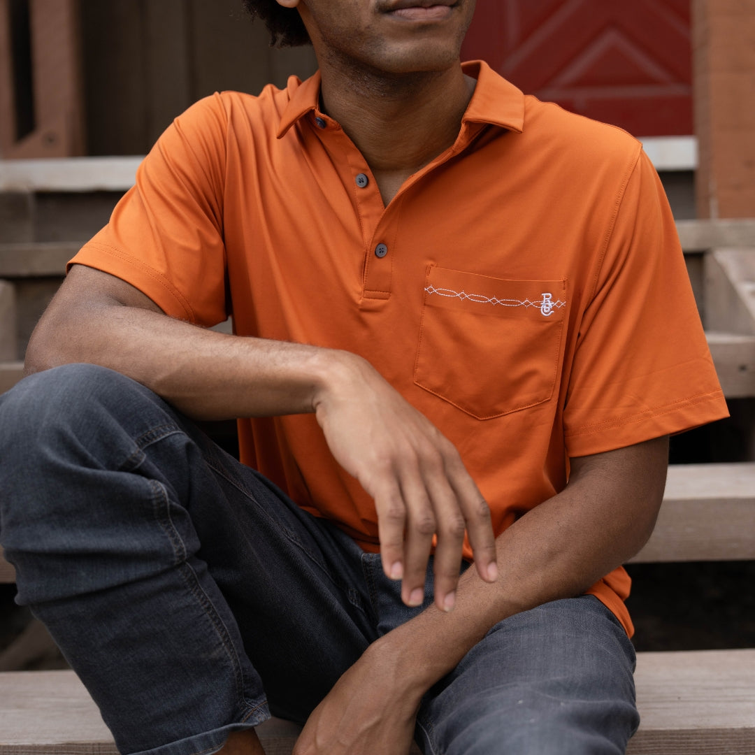 Texas Orange Bootstitch Pocket Polo