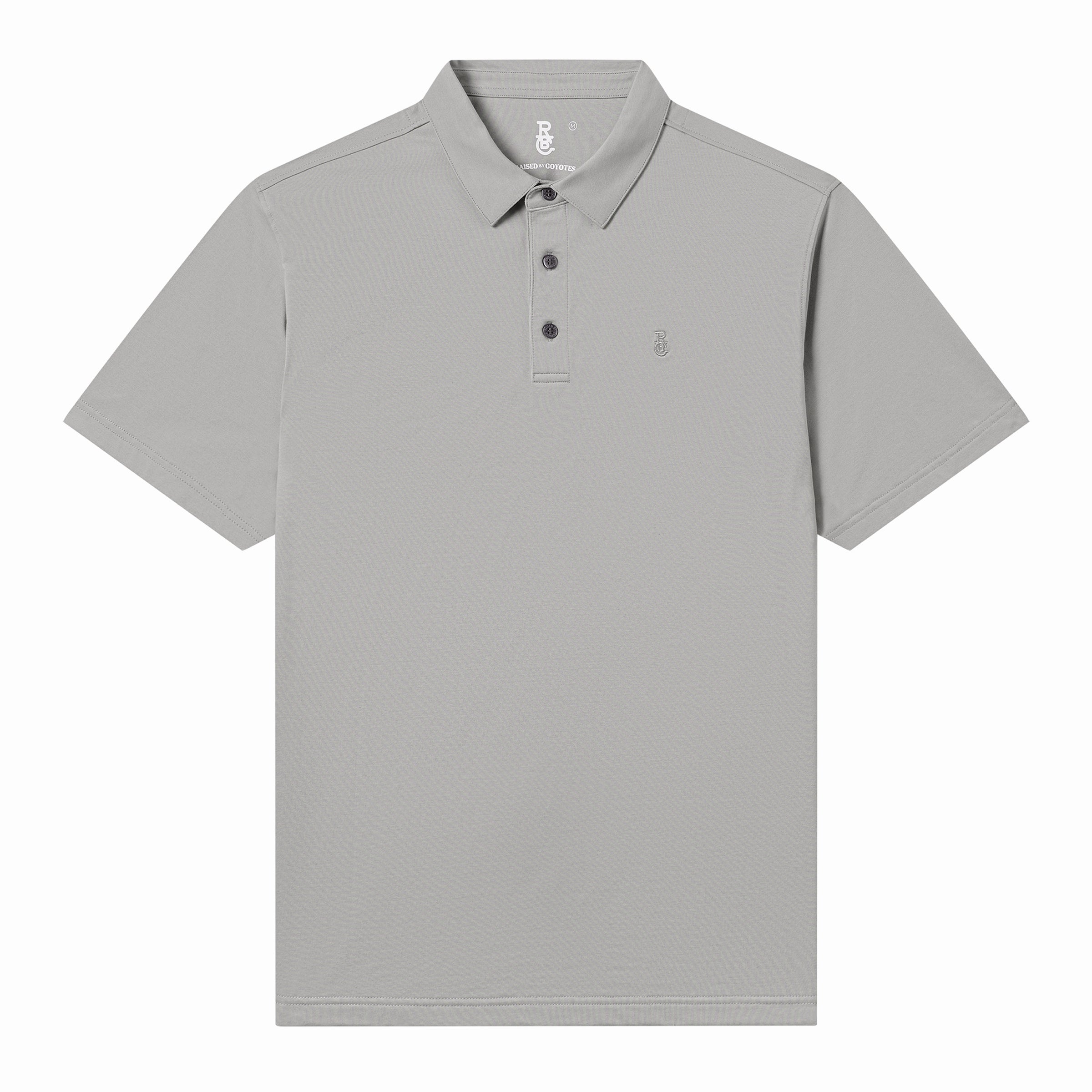 Gray Cotton Blend Polo
