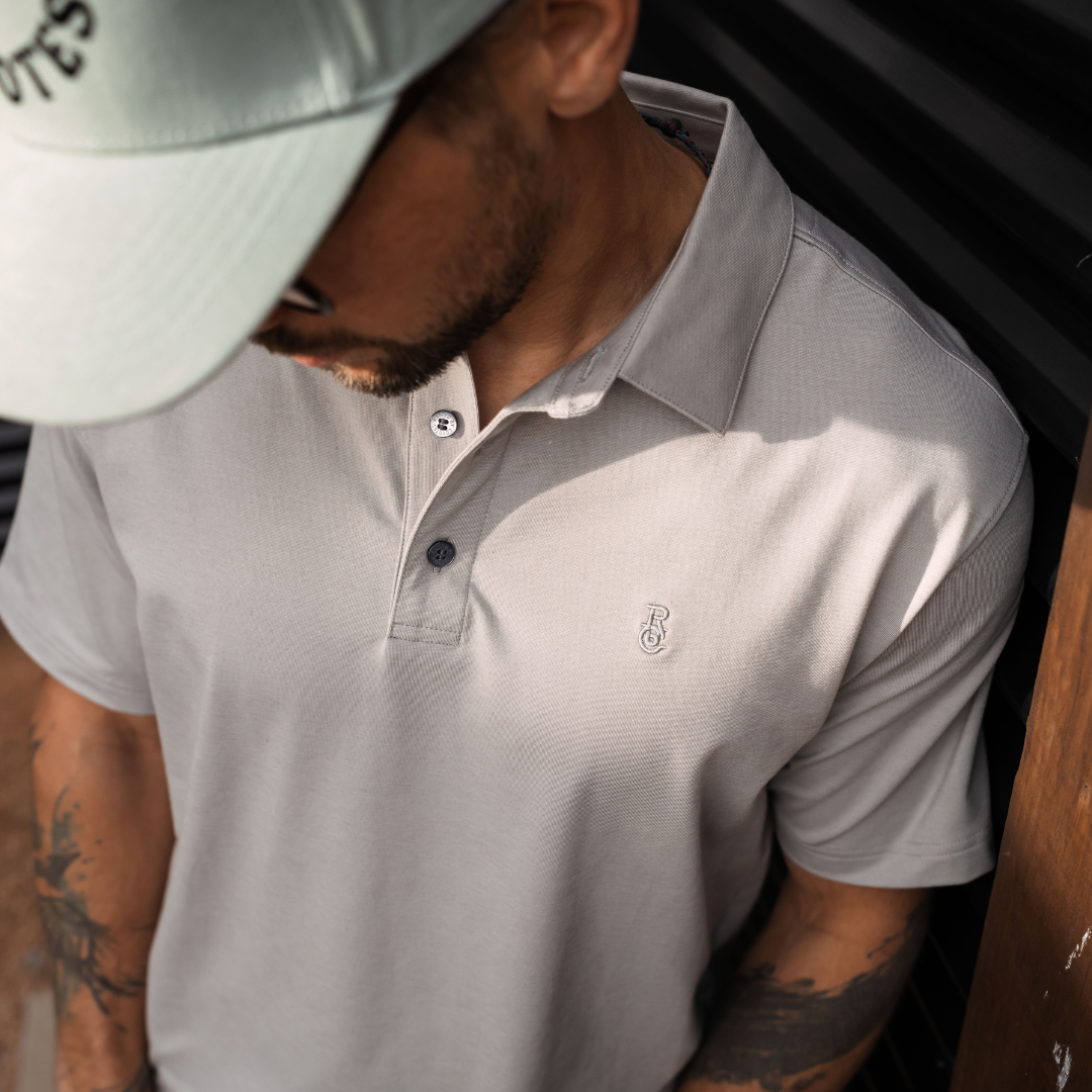 Gray Cotton Blend Polo