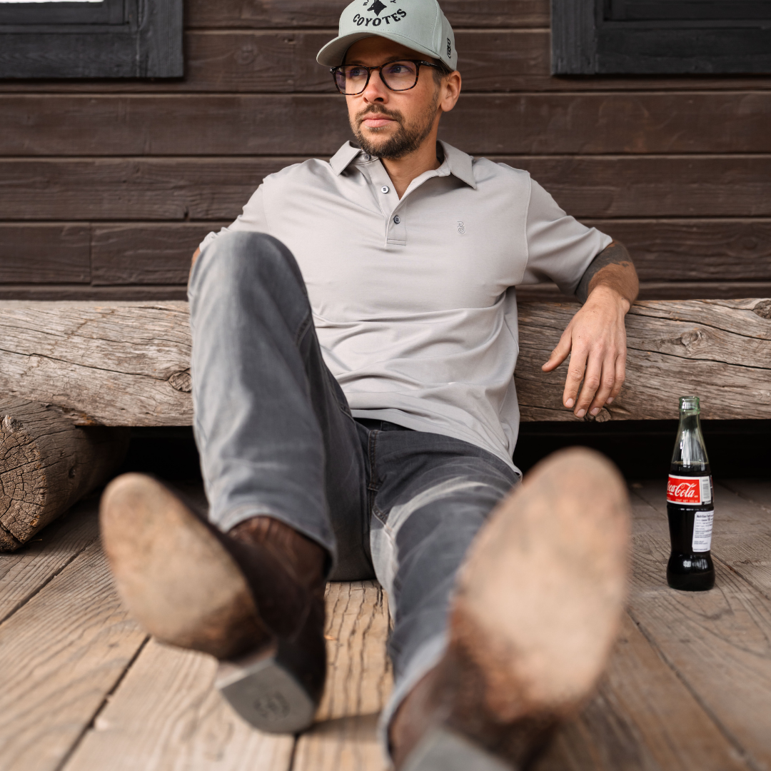 Gray Cotton Blend Polo