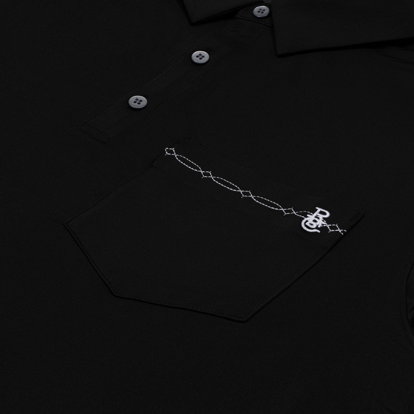 Black Bootstitch Pocket Polo