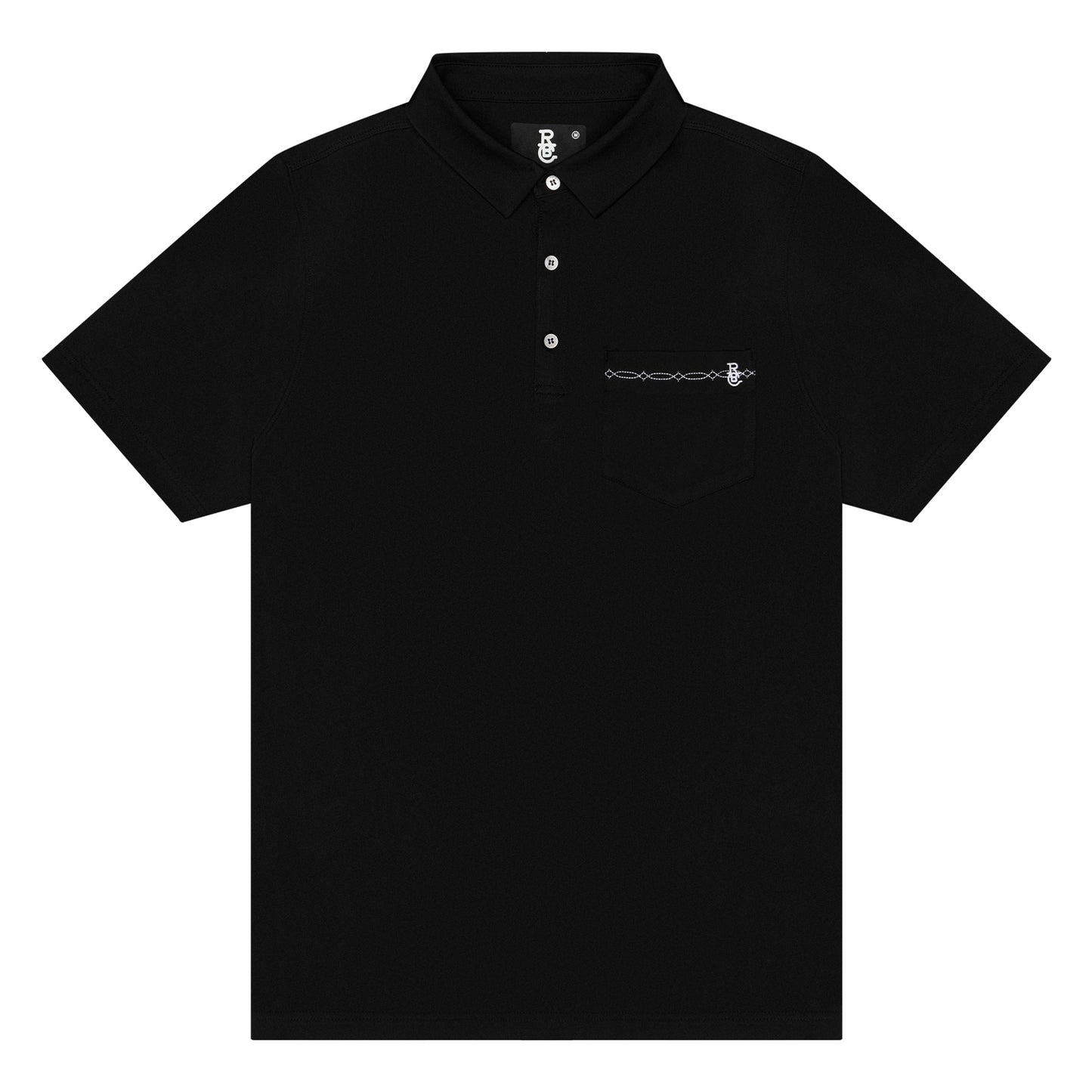 Black Bootstitch Pocket Polo